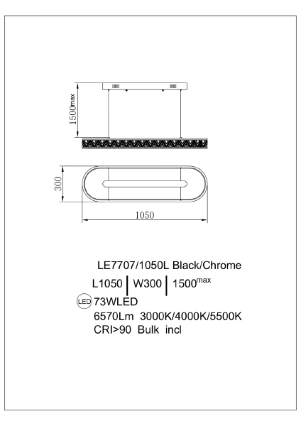 Подвесная люстра Aida LE7707/1050L Black Chrome