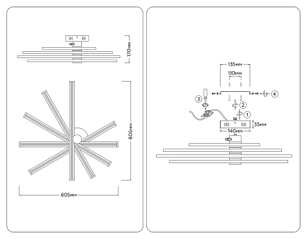 Потолочная люстра LineTech FL6221