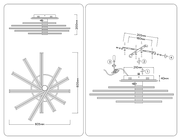 Потолочная люстра LineTech FL6231