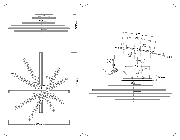 Потолочная люстра LineTech FL6232