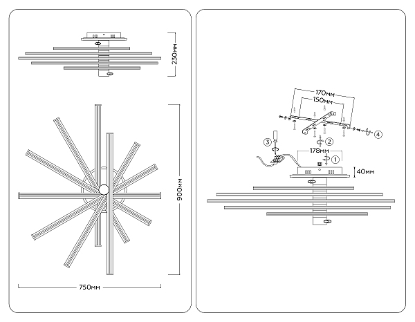 Потолочная люстра LineTech FL6241