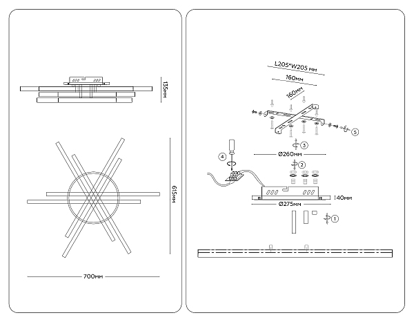 Потолочная люстра LineTech FL6272