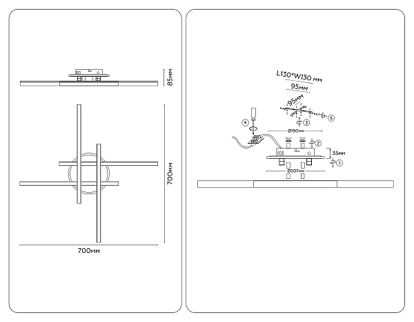 Потолочная люстра LineTech FL6281