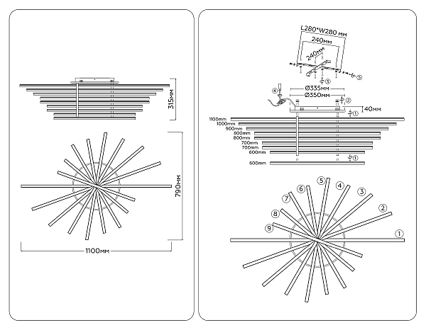 Потолочная люстра LineTech FL6292