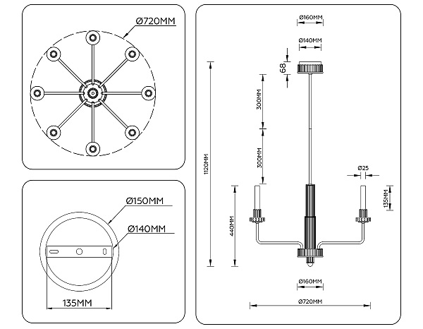 Люстра на штанге Ceramo Modern LH53126