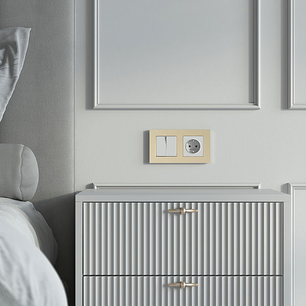 Рамка W0022911/ Рамка на 2 поста Slab (шампань софт)