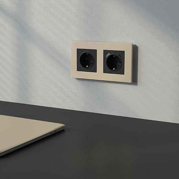 Рамка W0022911/ Рамка на 2 поста Slab (шампань софт)