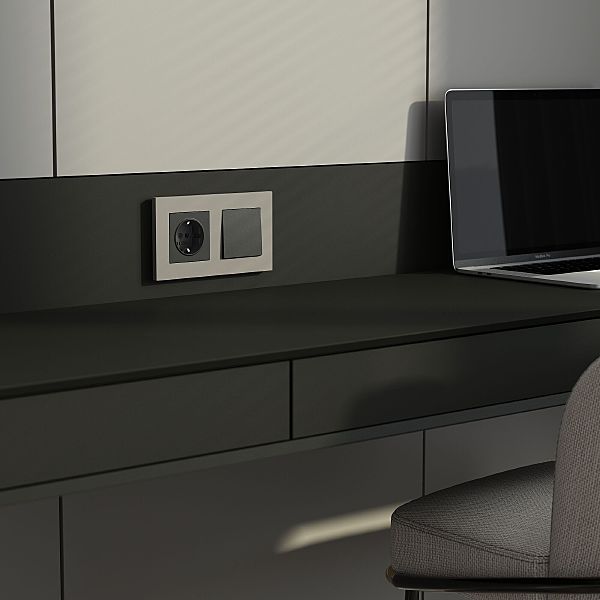 Рамка W0022917/ Рамка на 2 поста Slab (дымчатый софт)