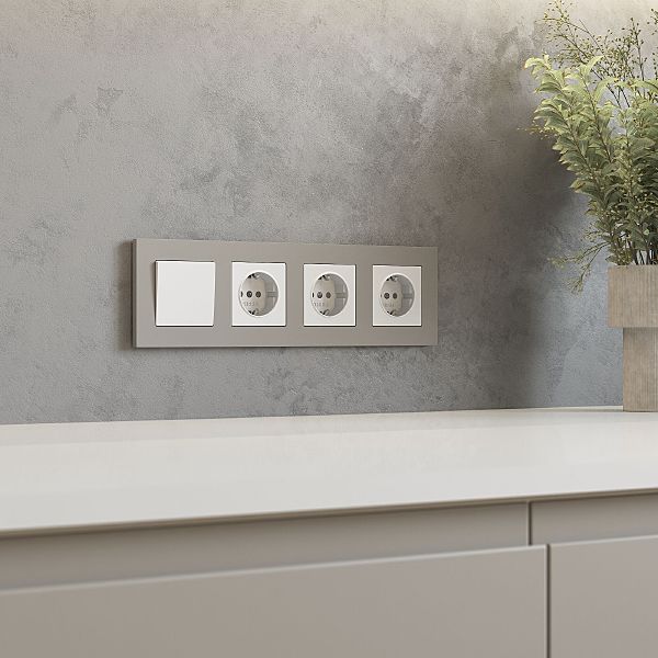 Рамка W0042917/ Рамка на 4 поста Slab (дымчатый софт)