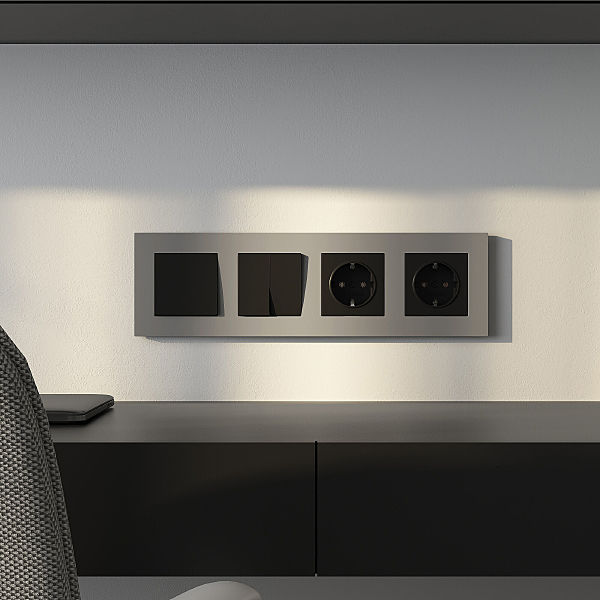 Рамка W0042917/ Рамка на 4 поста Slab (дымчатый софт)