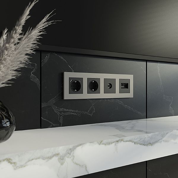 Рамка W0042917/ Рамка на 4 поста Slab (дымчатый софт)