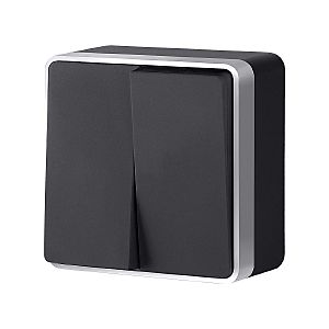 Выключатель W5020034/ Выключатель двухклавишный Gallant (черный с серебром)