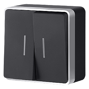 Выключатель W5020134/ Выключатель двухклавишный с подсветкой Gallant (черный с серебром)