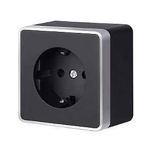 Розетка W5071034/ Розетка с заземлением Gallant (черный с серебром)