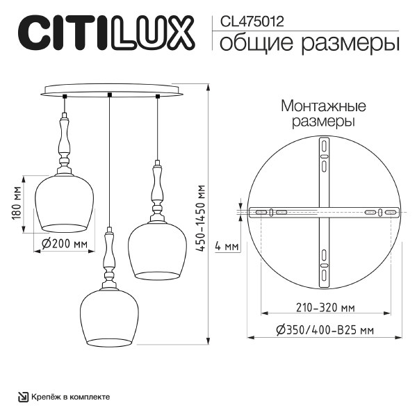 Светильник подвесной Nort CL475012