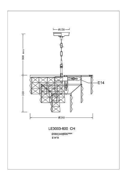 Подвесная люстра LEON Cristal LE3003/600 CH