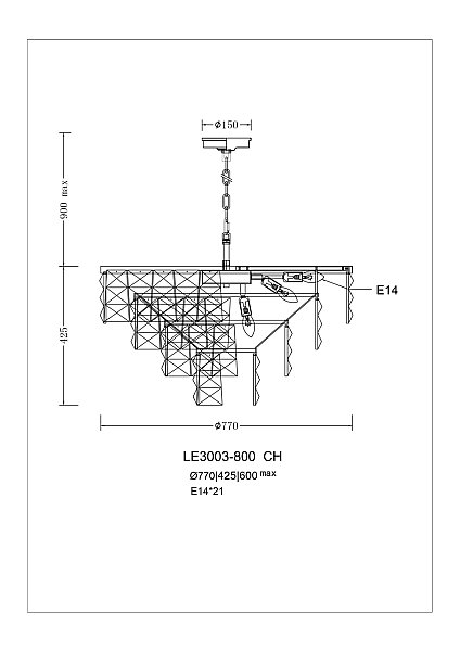 Подвесная люстра LEON Cristal LE3003/800 CH