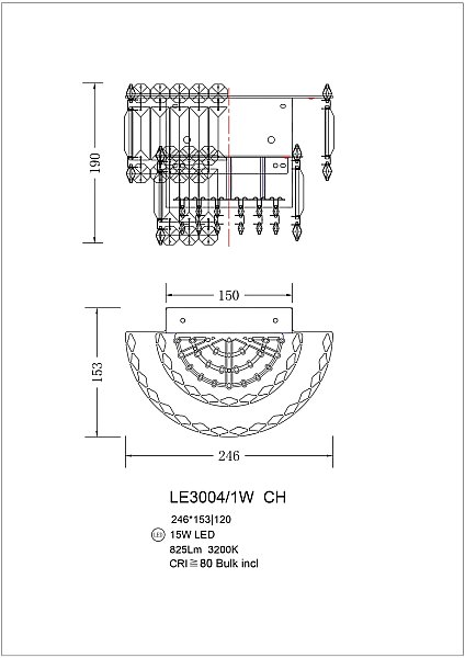 Настенное бра LEON Justine LE3004/1W CH