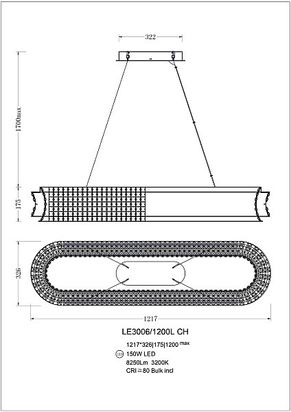 Подвесная люстра LEON Tendre LE3006/1200L CH