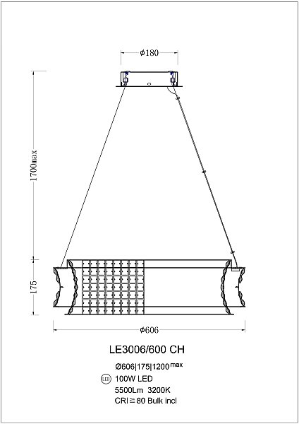 Подвесная люстра LEON Tendre LE3006/600 CH