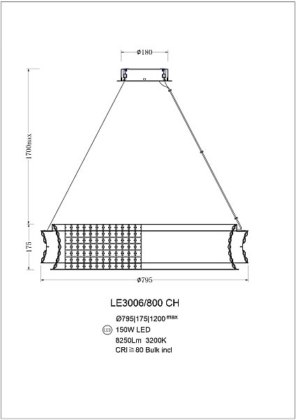 Подвесная люстра LEON Tendre LE3006/800 CH