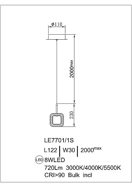 Светильник подвесной LEON Theona LE7701/1S Gold