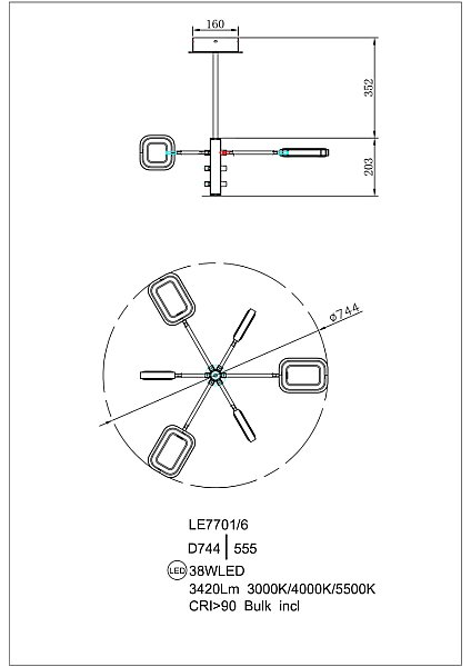 Потолочная люстра LEON Theona LE7701/6G Gold