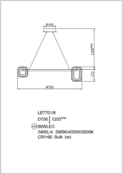 Подвесная люстра LEON Theona LE7701/8 Grey/Gold