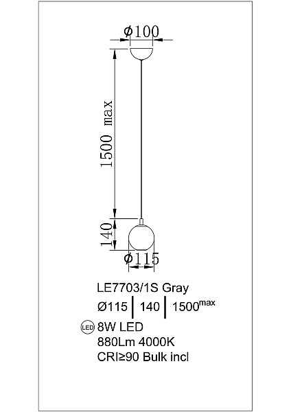 Светильник подвесной LEON Aurore LE7703/1S Chrome