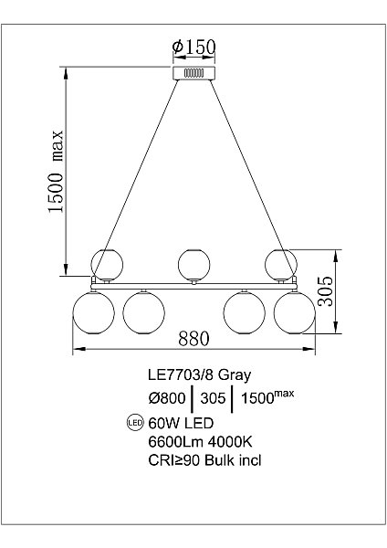 Подвесная люстра LEON Aurore LE7703/8 Chrome
