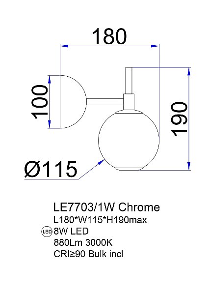 Настенное бра LEON Aurore LE7703/1WL Chrome