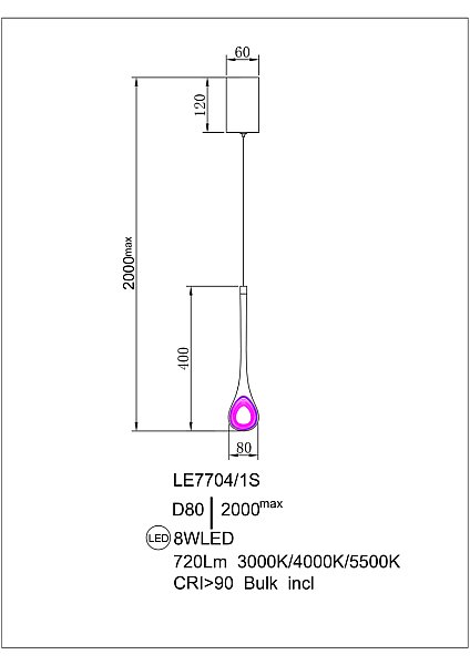Светильник подвесной LEON Nicole LE7704/1S Gold