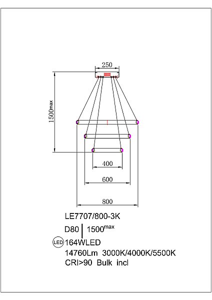 Подвесная люстра LEON Aida LE7707/800-3K Gold