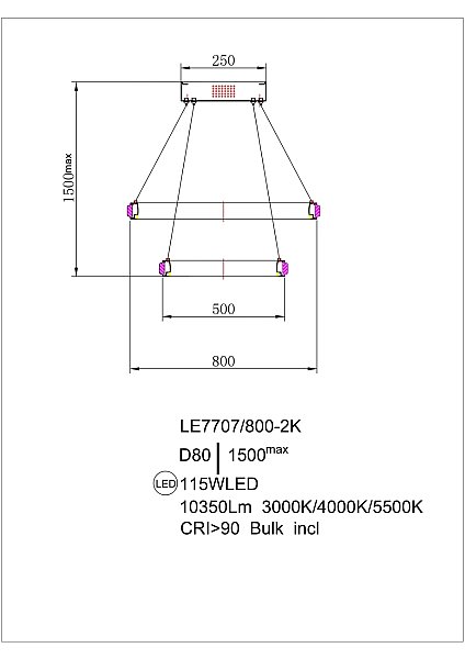 Подвесная люстра LEON Aida LE7707/800-2K Gold