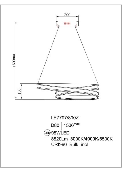 Подвесная люстра LEON Aida LE7707/800Z Gold