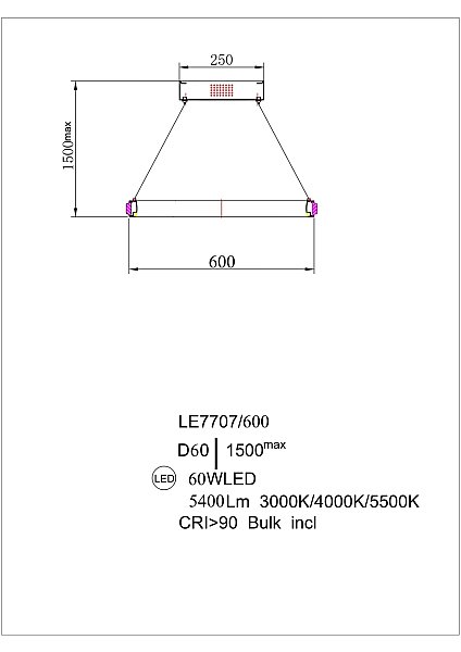 Подвесная люстра LEON Aida LE7707/600 Gold