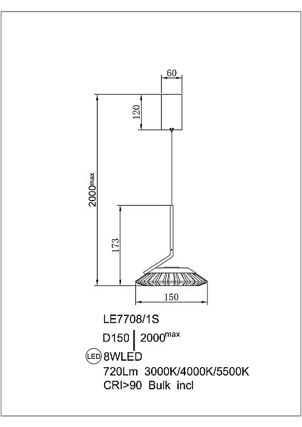 Светильник подвесной LEON Dalia LE7708/1S Gold