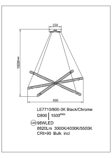 Подвесная люстра LEON Ani LE7710/800-3K Black/Chrome