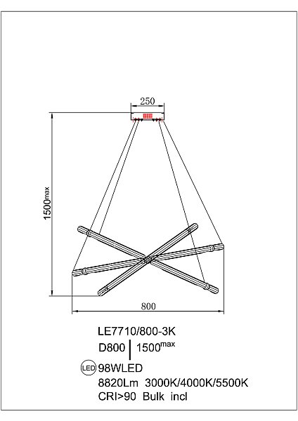 Подвесная люстра LEON Ani LE7710/800-3K Gold