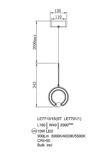 Светильник подвесной LEON Ani LE7710/1S Gold