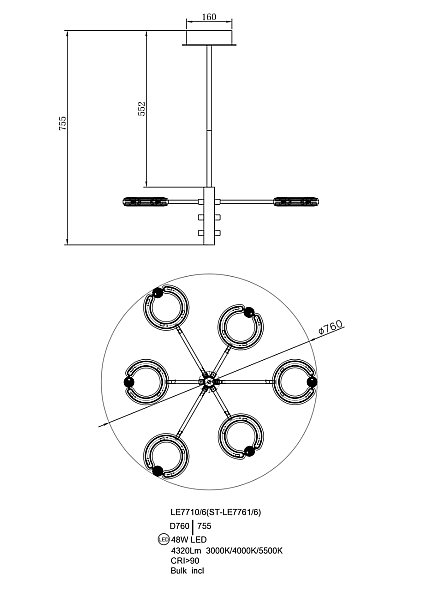 Потолочная люстра LEON Ani LE7710/6 Gold