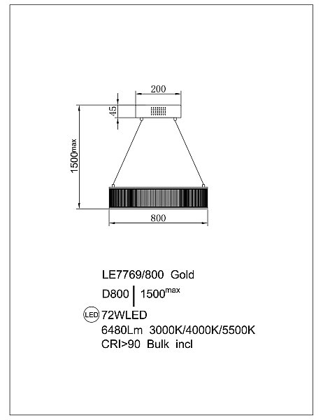 Подвесная люстра LEON Lumiere LE7769/800 Gold