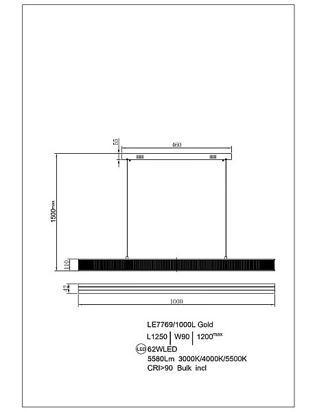 Светильник подвесной LEON Lumiere LE7769/1000L Gold
