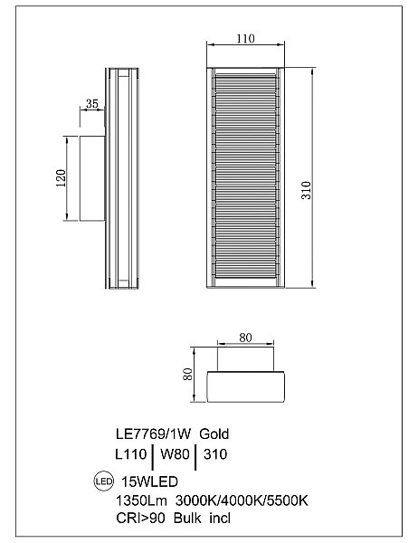 Настенный светильник LEON Lumiere LE7769/1W Gold