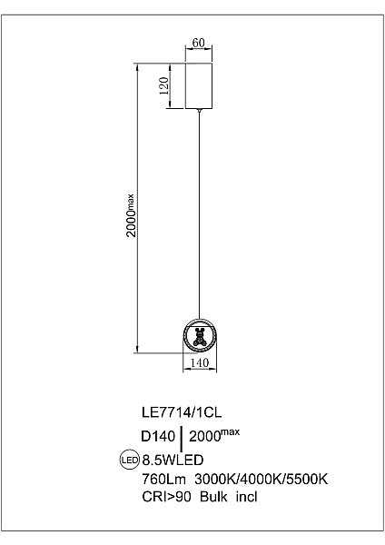 Светильник подвесной LEON Mickey LE7714/1CL Black Chrome