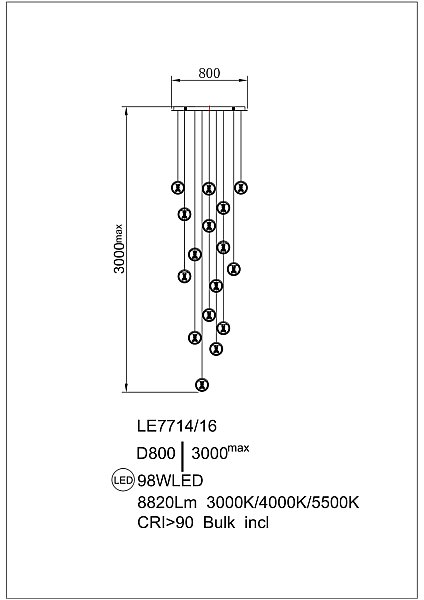 Люстра каскадная LEON Mickey LE7714/16 Black Chrome