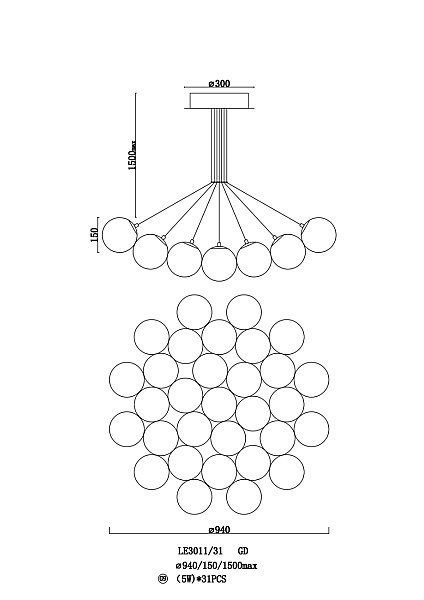 Подвесная люстра LEON Eve LE3011/31
