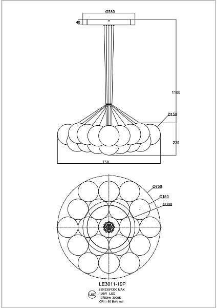 Подвесная люстра LEON Eve LE3011/19