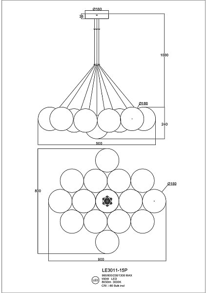 Подвесная люстра LEON Eve LE3011/15