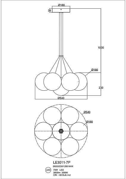 Подвесная люстра LEON Eve LE3011/7